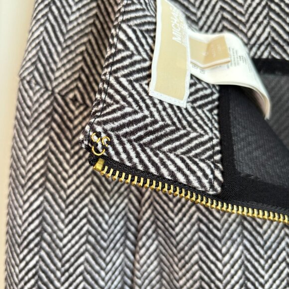Michael Kors Women's 6 Pencil Skirt Geo Print Gold Zipper Office Chic Corporate - Picture 7 of 10